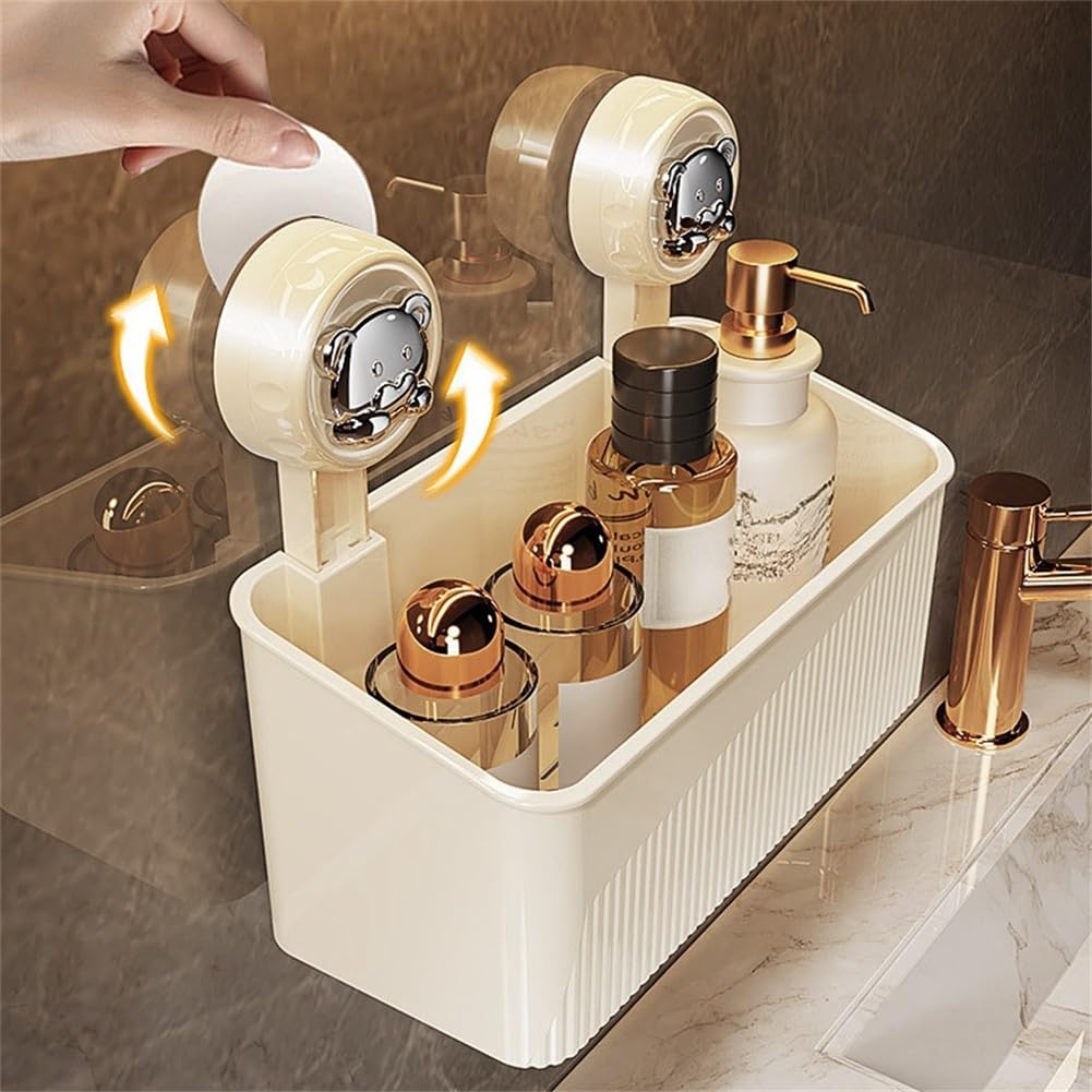 EasyByMall Wandmontierter Saugnapf Duschregal, Werkzeugfreier Eckaufbewahrungskorb mit Drainage für Badezimmer, Küche, Badewanne, starker Halt auf Fliesen und Glas, ohne Bohren