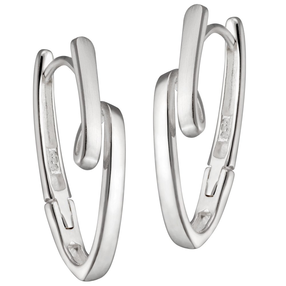 VINANI Klapp-Creolen aus 925 Sterling Silber I Nickelfreie Ohrringe für Damen I Mattierte & glänzende Oberfläche mit Anlaufschutz I Allergikerfreundlich I Handarbeit in Juweliersqualität I CKN