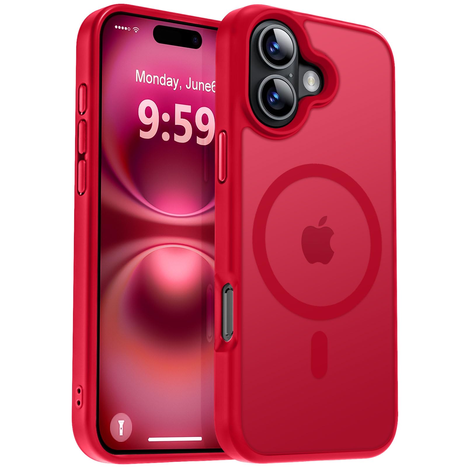 MOCCA Magnetic Shockproof for iPhone 16 Case,Red