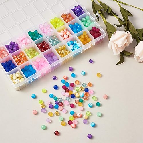 Miniatura 7 de Kissity - Cuentas de cristal de imitación de jade de 0.315 pulgadas, pintadas y horneadas, cuentas para fabricarse joyas, 8mm