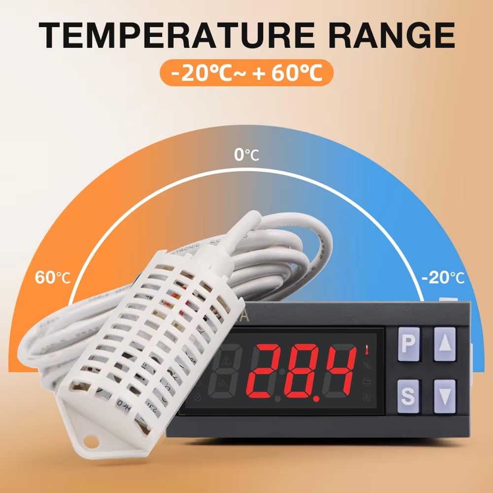 Controlador de Temperatura y Humedad para Incubación 7801A, Termostato Digital, Control de Humedad, Sensor de Temperatura, Control de Incubadora.