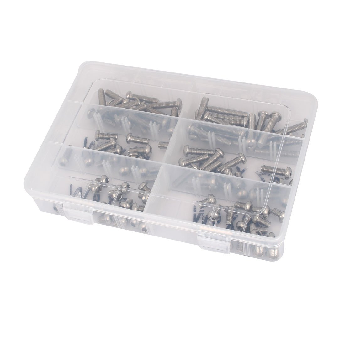 Aexit M6 304 Zestaw asortymentowy śrub z łbem walcowym z gniazdem sześciokątnym ze stali nierdzewnej 90 w 1(M6 304 Bouton acier inoxydable vis à empreinte Kit Assortiment 90 en 1