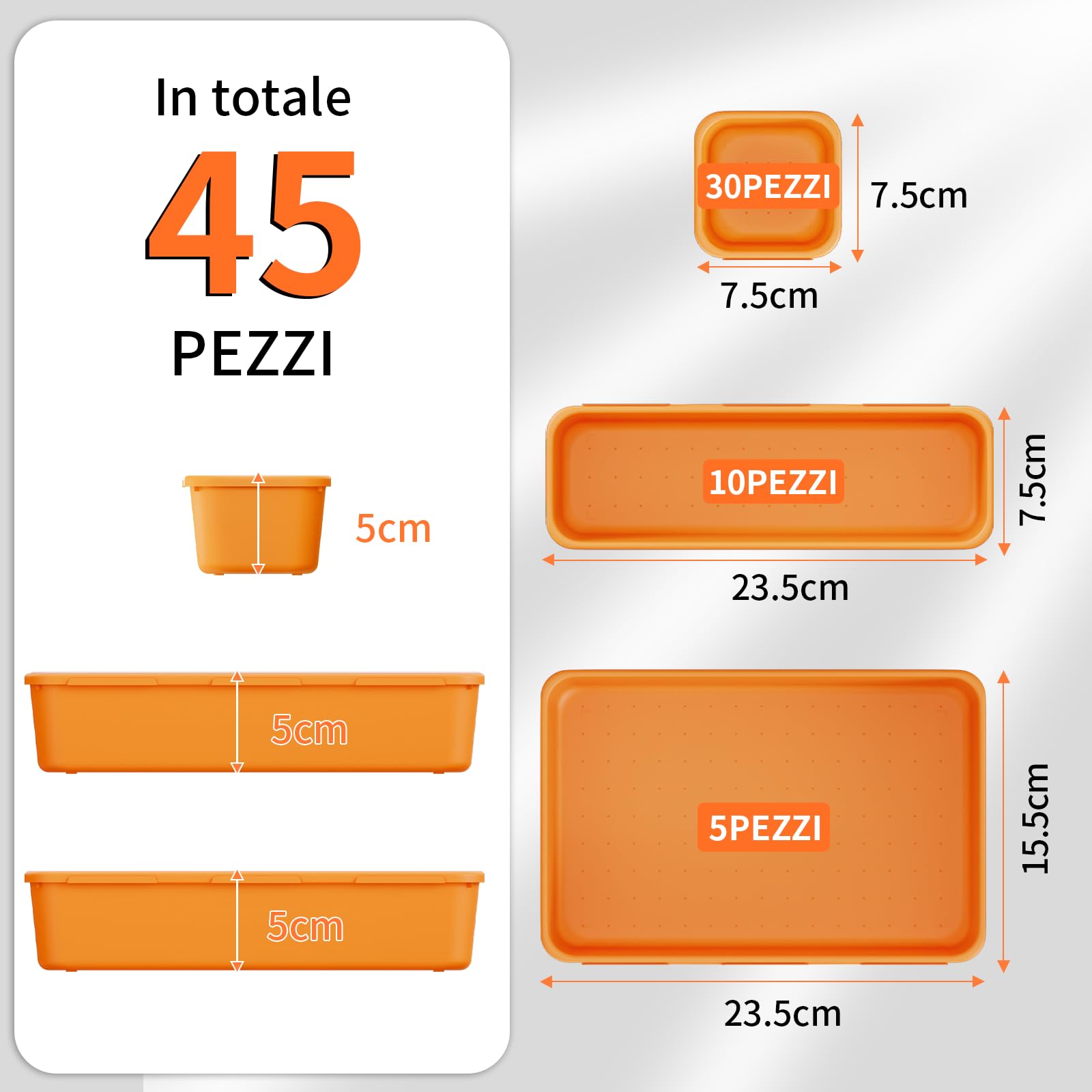 45 Pezzi Cassetta Attrezzi Organizer Cassetti, Per Viti Minuteria, Attrezzi Banco Da Lavoro, Scatole Vassoio Portaoggetti Organizzatore Cassetti Plastica, Per Carrello Porta Attrezzi, Garage - Arancia