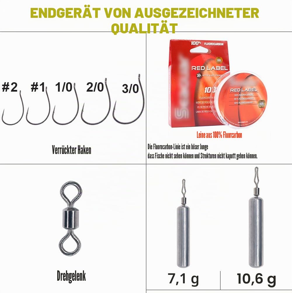 Drop Shot Rigs für Barschangeln, bereit Rig mit Haken und Sinker Gewichten