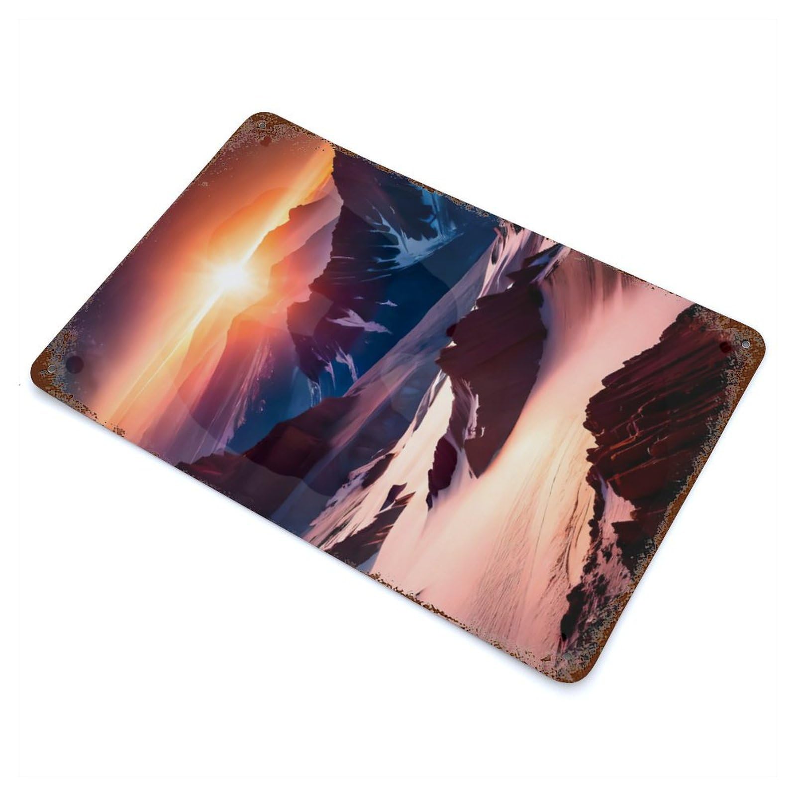 Garage Style Sunset in The Snowy Decorative Tin Sign 11.8"x7.9", Industrial Home Decor for Bar And Workshop