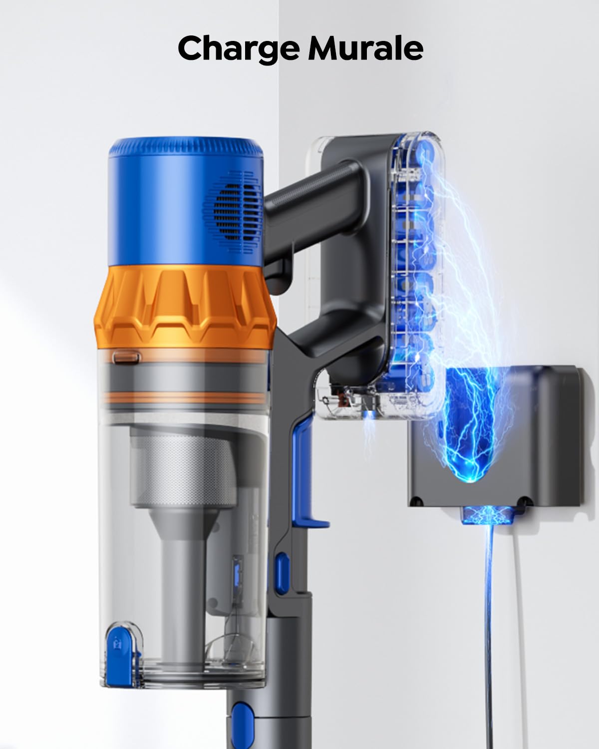 SunSare Aspirateur Balai sans Fil, 650W/55KPA/70Mins Aspirateur sans Fil Puissant avec Pliable Adaptateur, Tuyau 1M, Parfumé, Chargement Mural, Aspirateur Balai pour Poils d’Animaux/Sols/Tapis