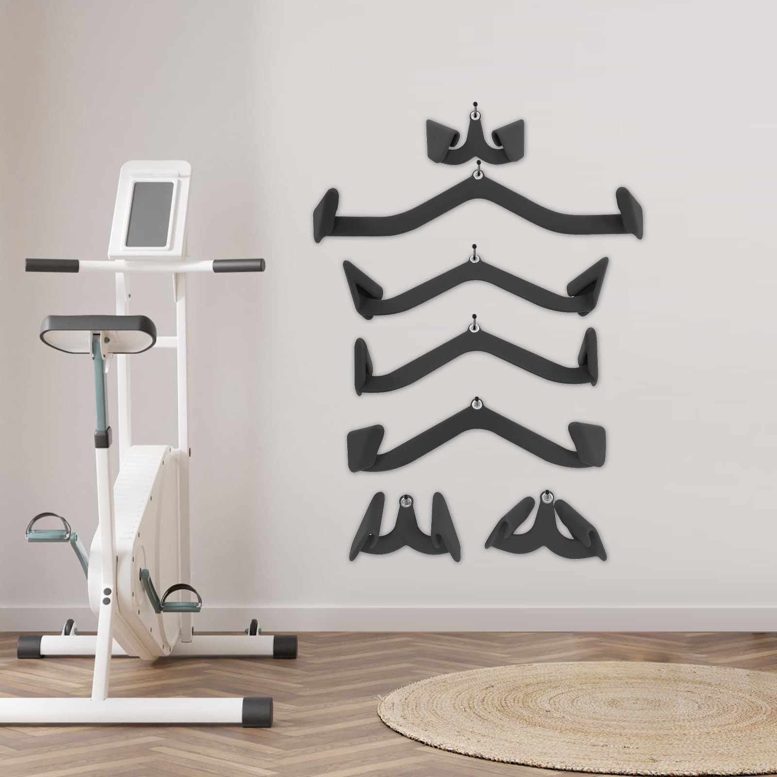 Juego de 7 asas para entrenamiento de espalda, bíceps, curl, tríceps, lat, pulldown, barra y fitness, con 7 asas diferentes para barra de dominadas, capacidad de carga de 300 kg