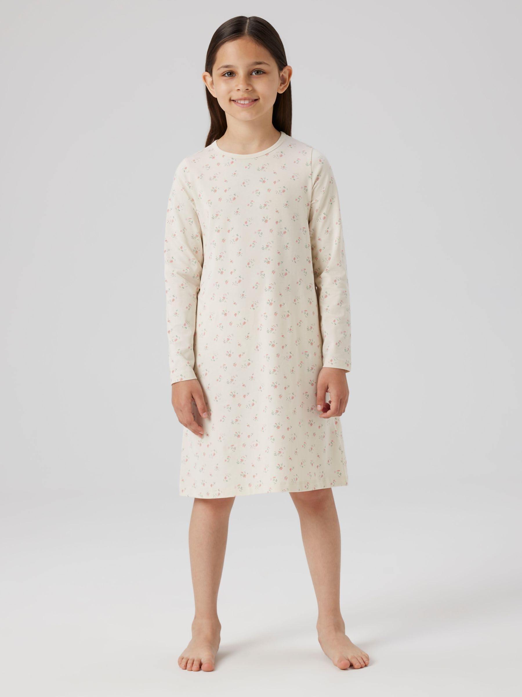 NAME IT Dziewczęce Nkfnightgown Flower Noos, Turtledove, 110-116