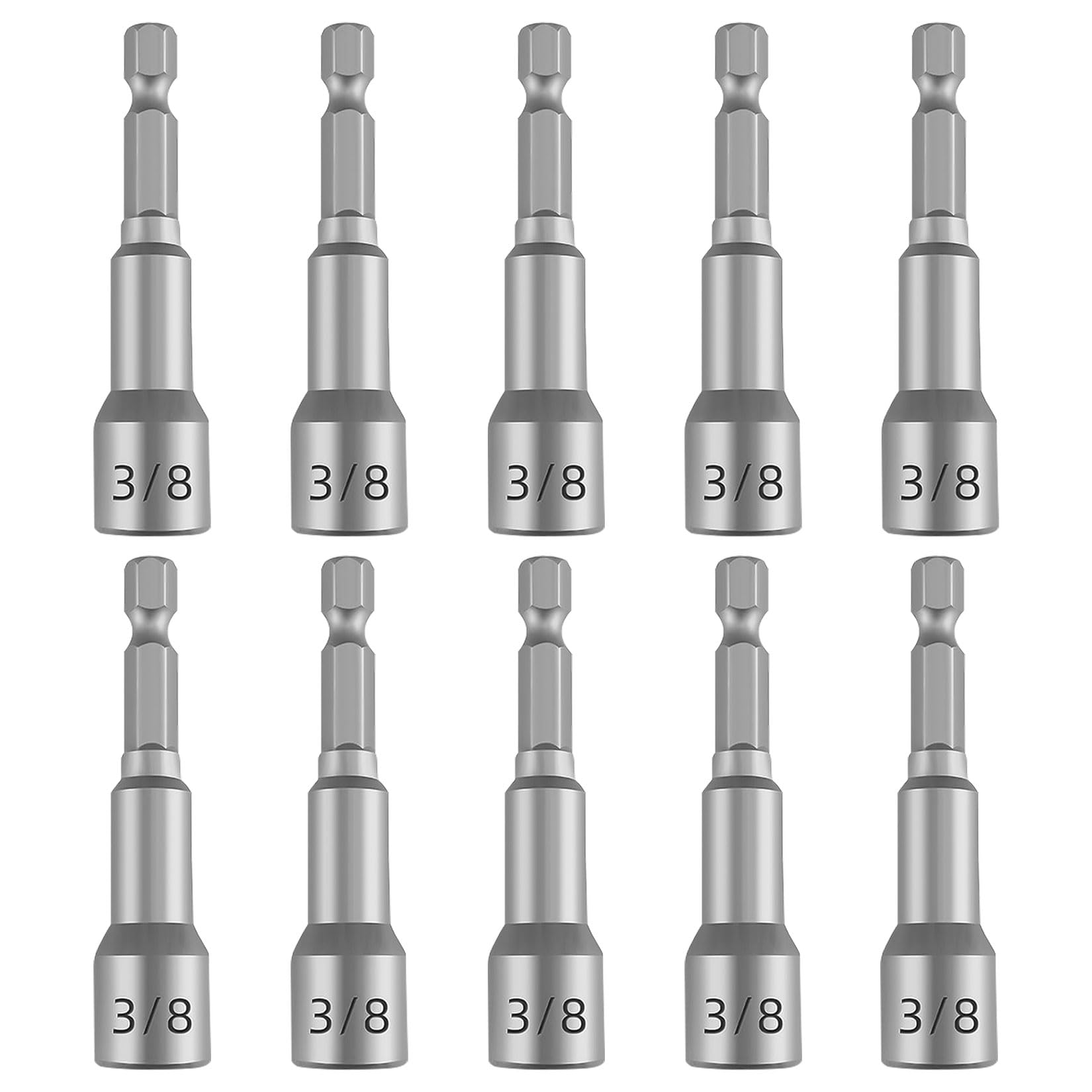 Havaro 10-Piece 3/8" 6-Point Nut Driver Bit Set, 1/4" Hex Shank, 2.56" Length, Chrome Vanadium Steel, Metal & Wood
