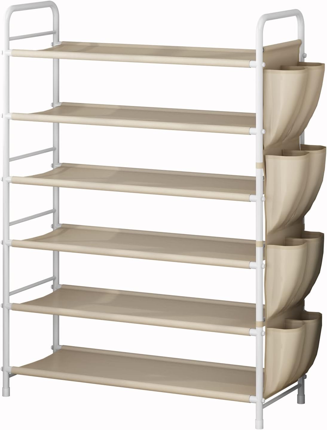 SUOERNUO Shoe Rack Storage Organizer 6 Tier Free Standing Metal Shoe Shelf Shoe