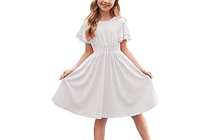 Casual Summer Girls Dresses, Flowy Print and Plain Sundresses for Ages 4-14