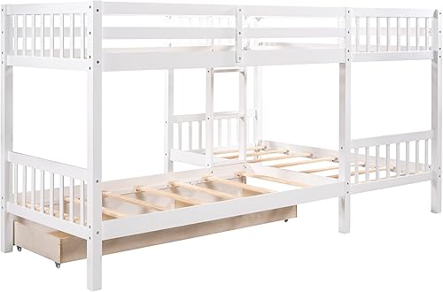 Miniatura 8 de Litera cuádruple con diseño de 4 camas en 1 con cajones de almacenamiento cama loft de madera maciza tamaño individual y cama individual sobre cama