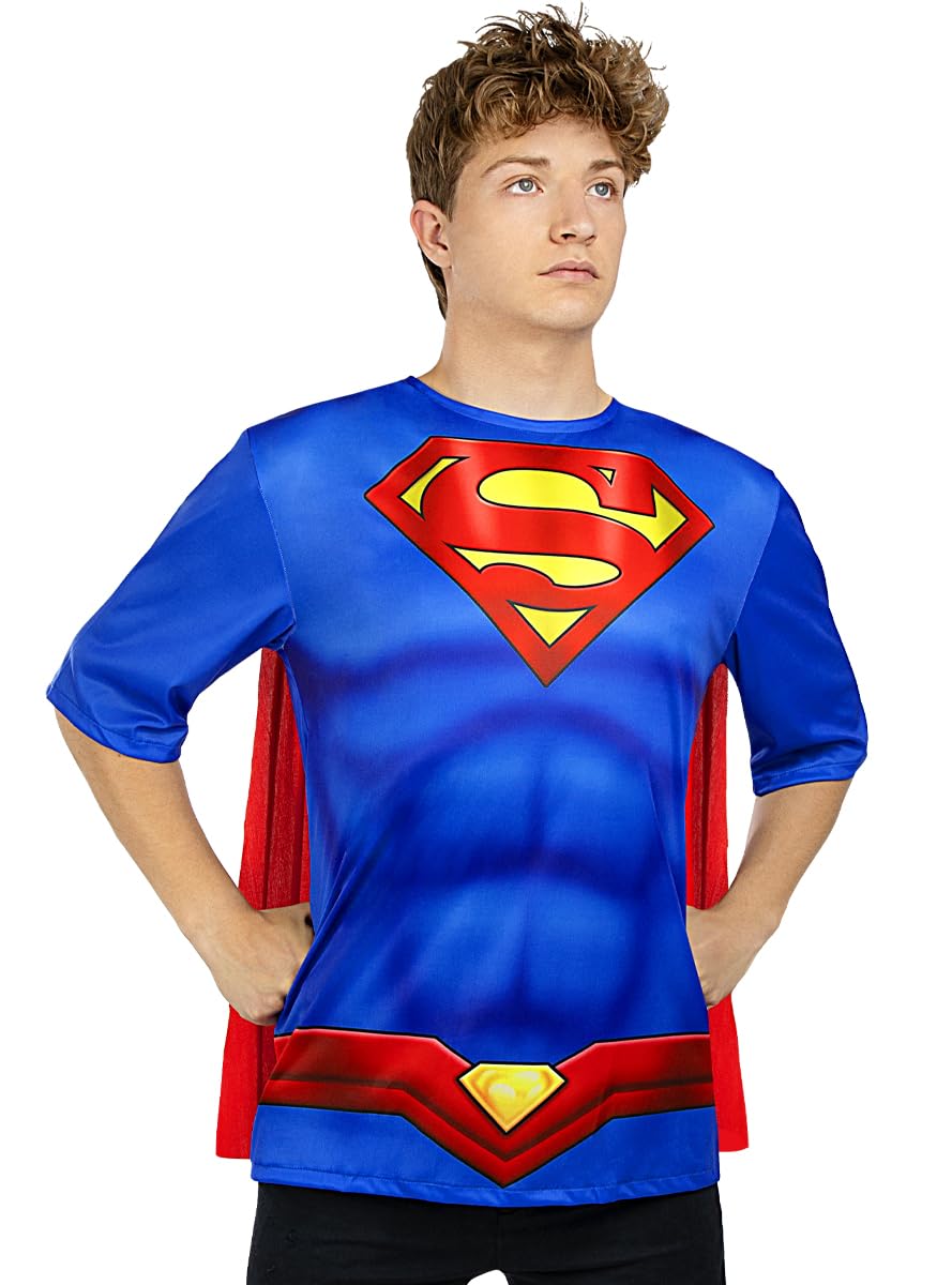 Funidelia | Kit disfraz de Superman para hombre Hombre de Acero, Superhéroes, DC Comics, Justice League - Disfraces para adultos, accesorios para Fiestas, Carnaval y Halloween - Rojo