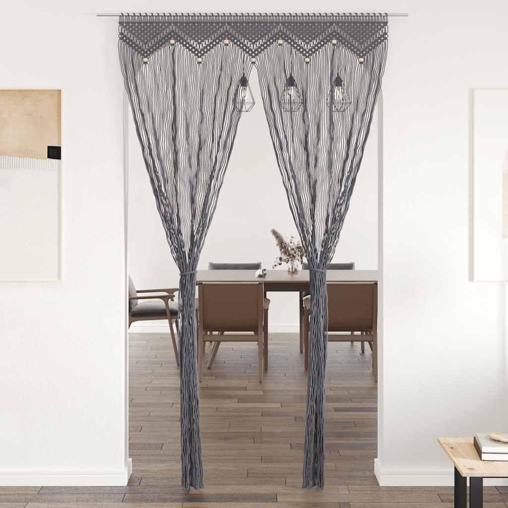 Rideau Macramé 140x240 cm Coton Anthracite