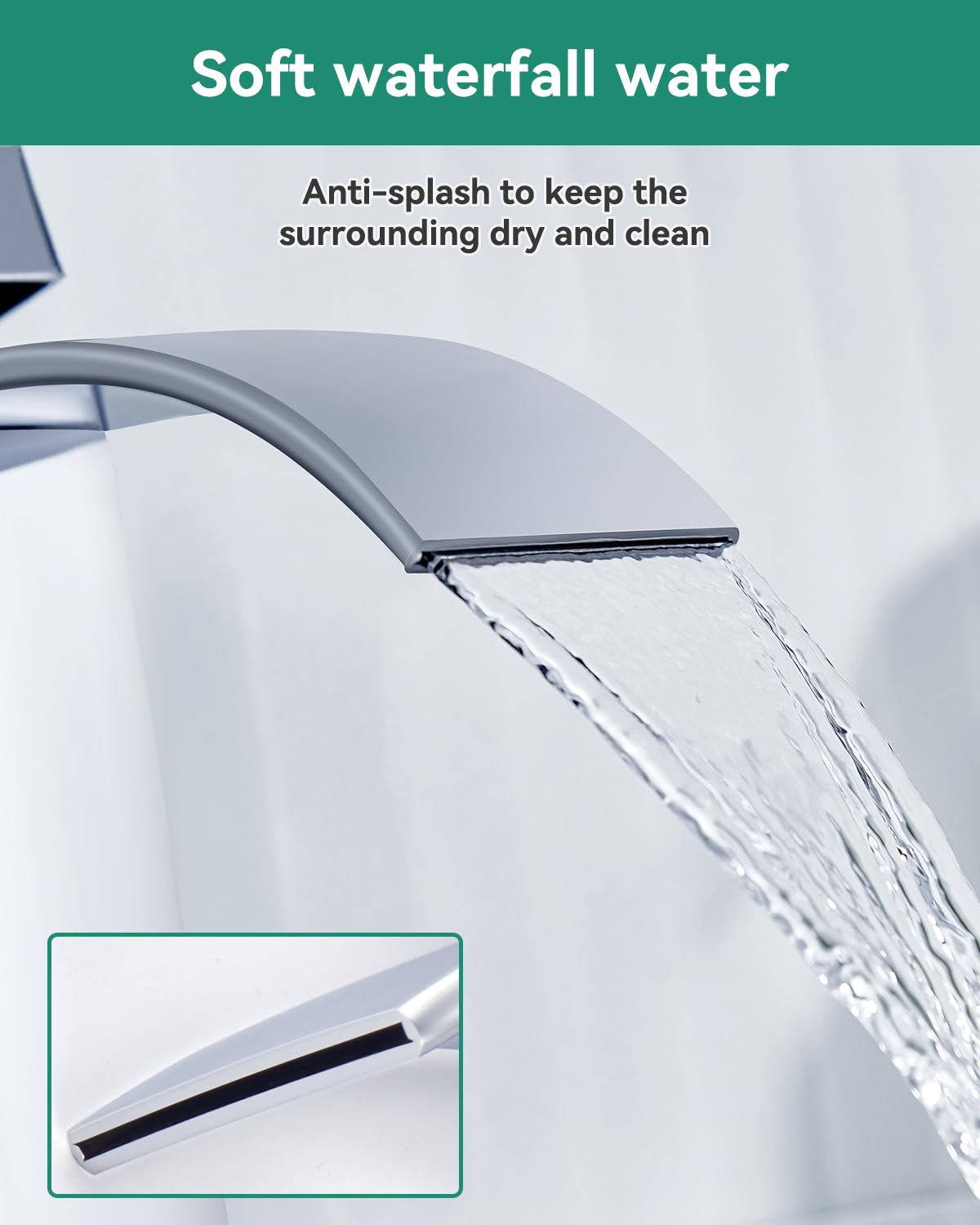 ANYCEE Rubinetto Bagno Lavabo a Cascata, Miscelatore Lavabo Bagno con Altezza Bocca 8,5cm, Miscelatore Lavabo a Cascata con Acqua Calda e Fredda