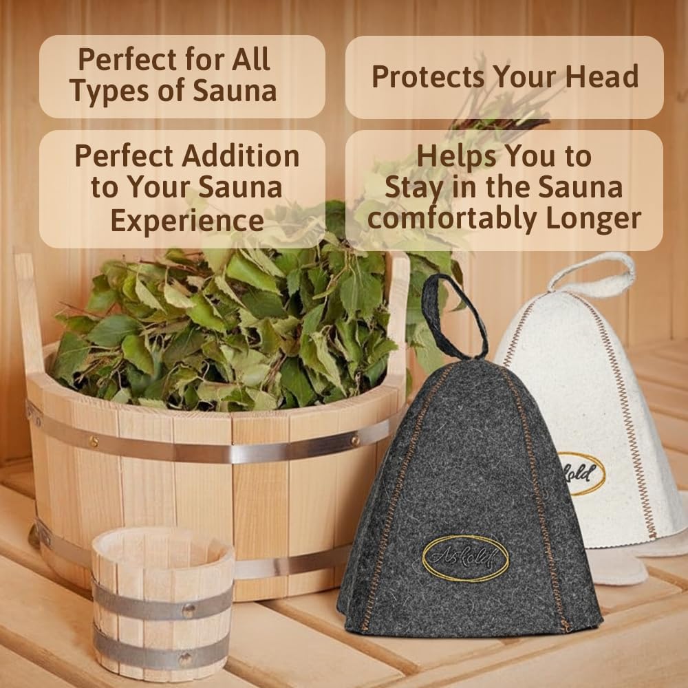 ASKOLD 2pcs Sauna Hats Wool, Sauna Hat for Men Wool Sauna Hat Banya Hat for Men Sauna Cap for Men, Sauna Hat Cap for Women - Image 7