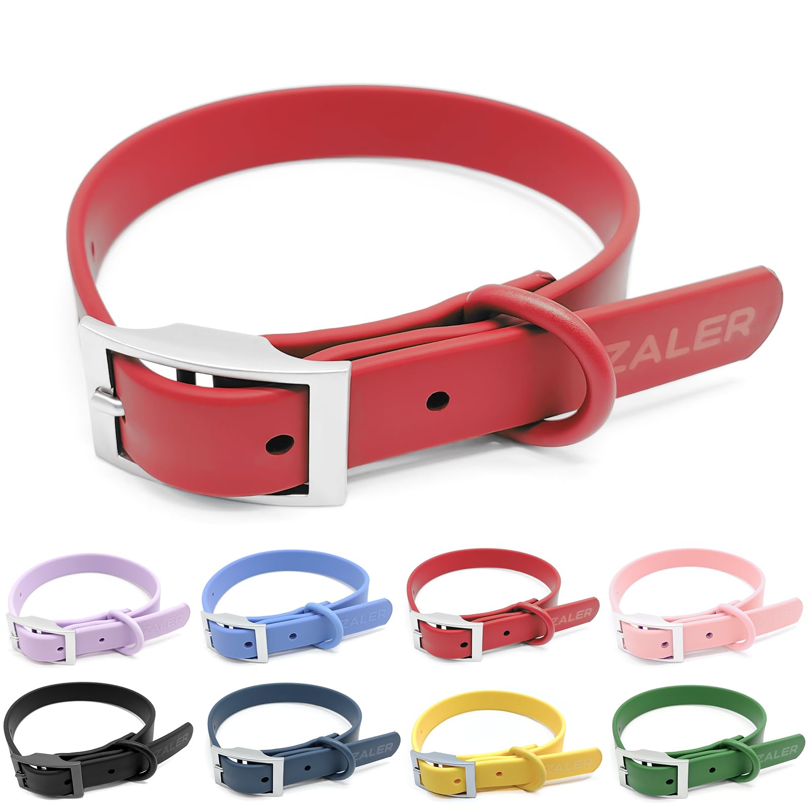 ZALER Waterproof Dog Collar, Adjustable Odor Proof Dog Collars Easy to Clean, Soft Comfortable Pet Collars for Large, Medium Small Dogs (XL, Red, 1pc)