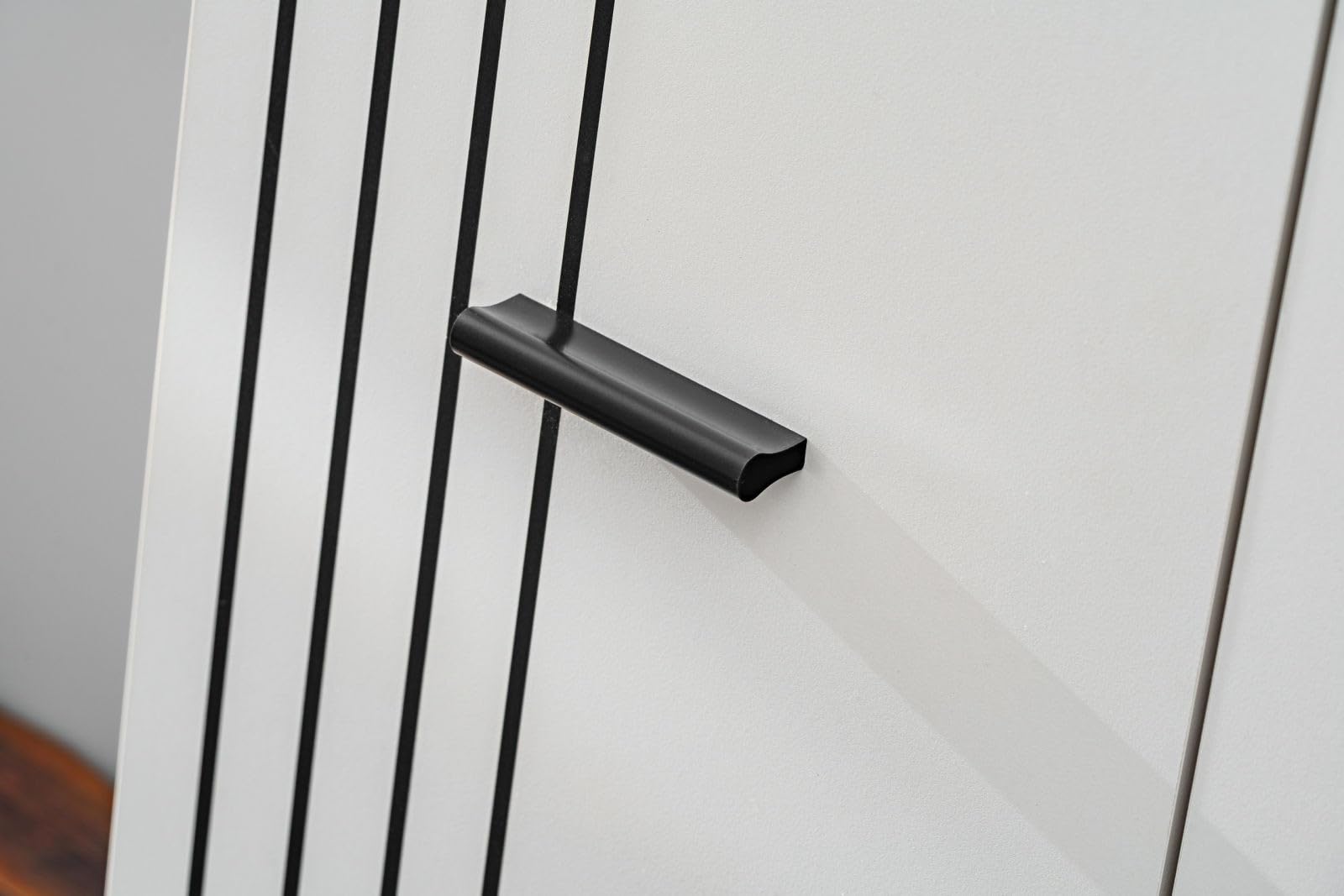Deconation Hugo Vii - Mueble de entrada con espejo, armario y cojín de asiento, madera Mdf de cachemira y negro, 180 x 203 x 32 cm