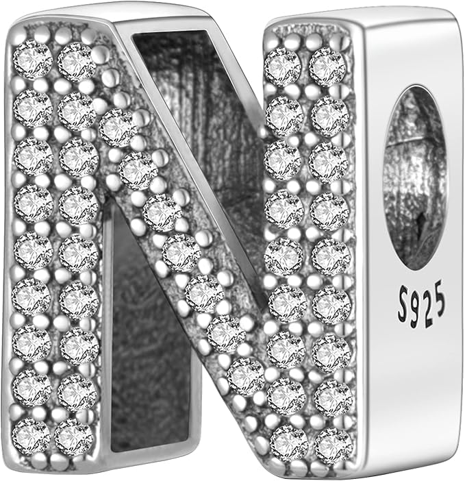 FLUFLO Charm Anhänger Damen Buchstabe A-Z für Armband 925 Sterling Silber Charms Beads passend für Pandora Armband und Halskette, Kompatibel mit Europäischen Armbänder für Frauen Mädchen Z222