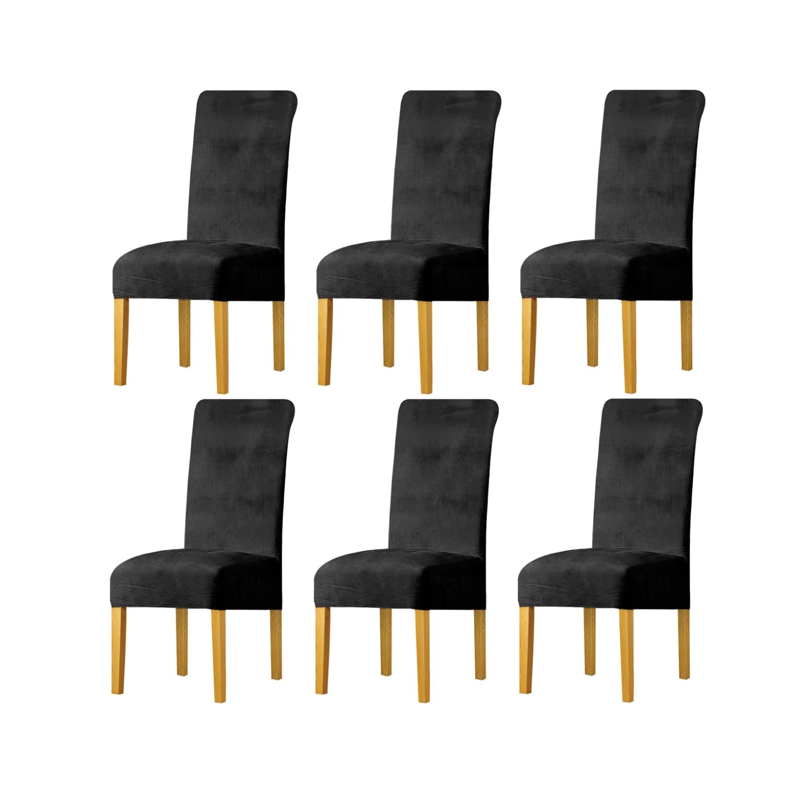 SXZAGZR Velvet Dining Chair Covers - Stretch Spandex Slipcovers for High Back Chairs | Plush Soft Cover for Home, Hotel & Kitchen (Set of 4/6) (Dark Gray,Set of 6)