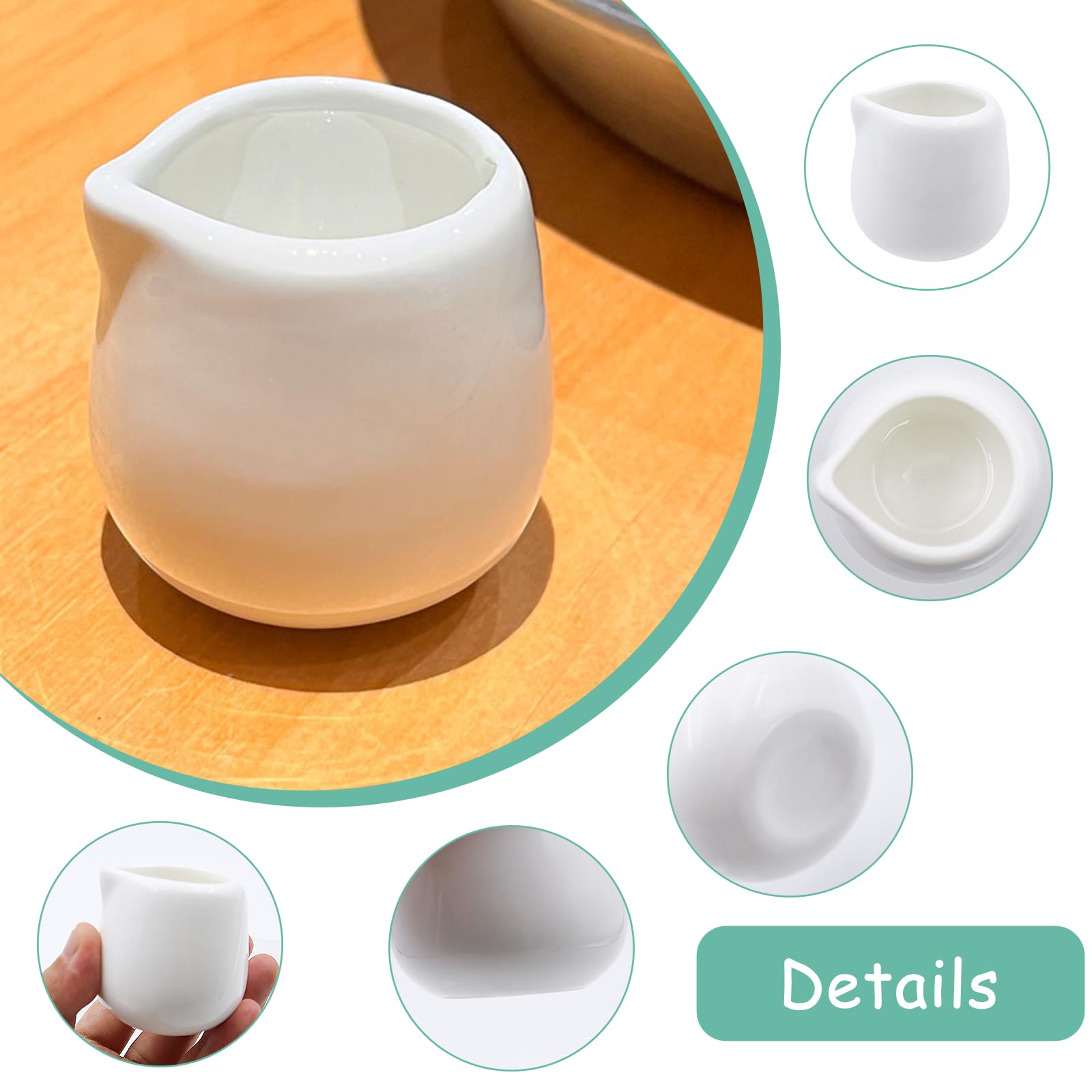 Milchkännchen Porzellan Weiß 6 Stück 50ml Milchkännlein Klein Milchkännchen Milchschaumkännchen Mini Milchkännlein Kleine Milchkanne für Cappuccino Latte Art