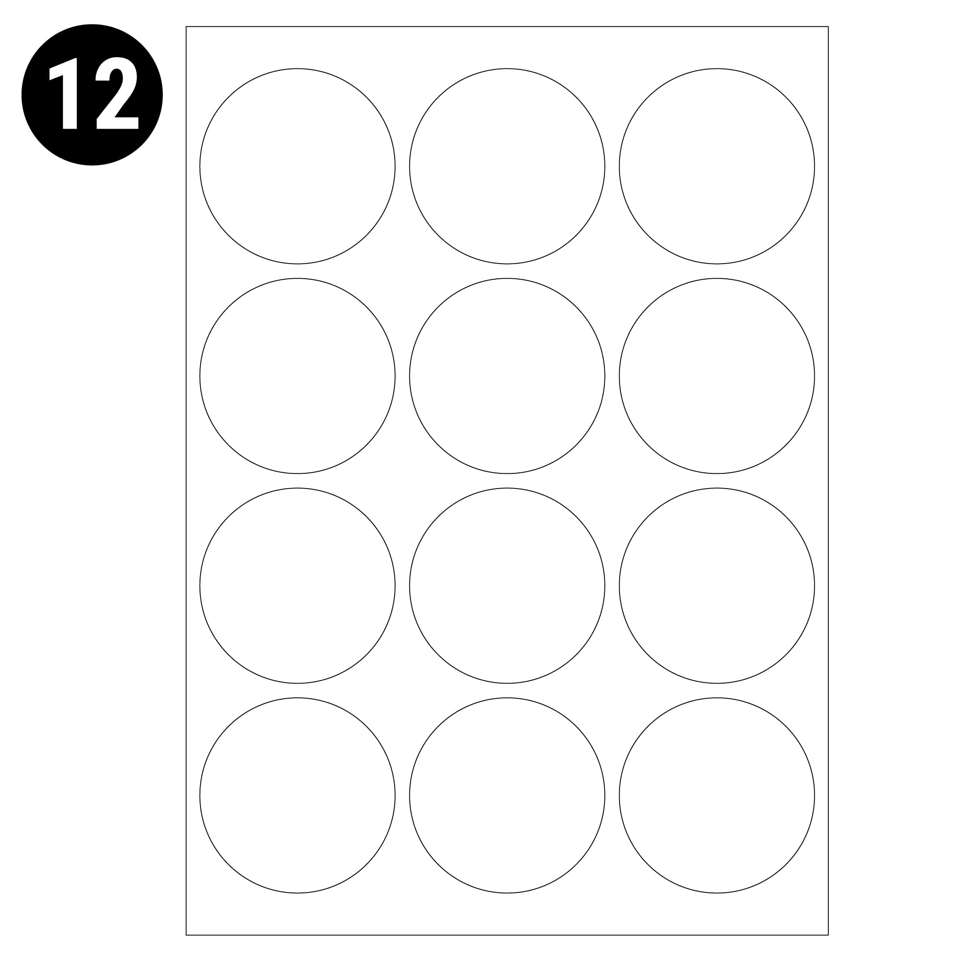 L&B Circle Labels – 13 Sizes on A4 Sheets – Compatible with Laser & Inkjet Printers (12 (64MM) Labels PER A4 Sheet-Box 500)