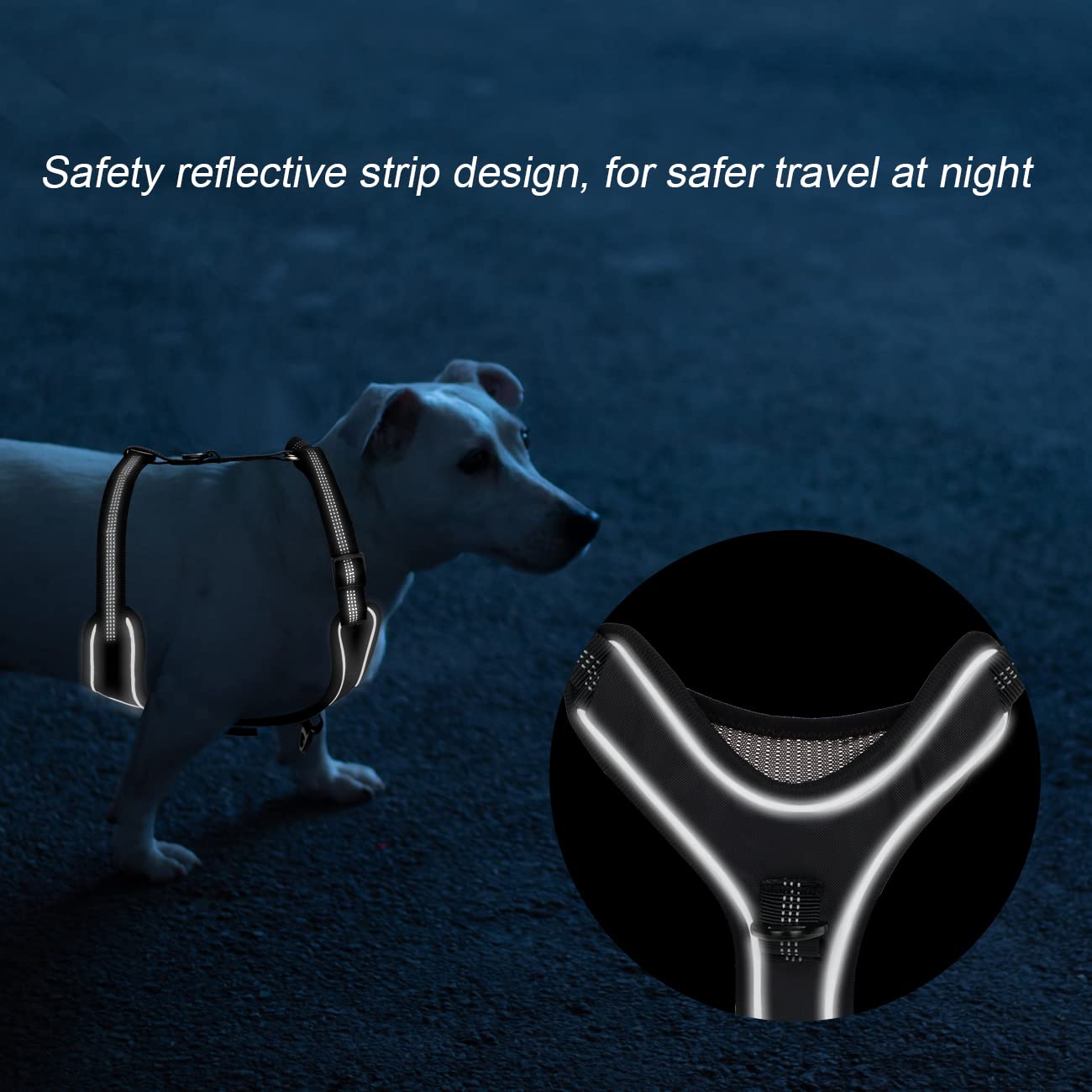 SPEELULU® Anti-trek hondenharnas voor kleine, middelgrote en grote honden met zijdelingse sluiting, verstelbaar en reflecterend hondenborsttuigje voor wandeltraining of outdoor-avonturen