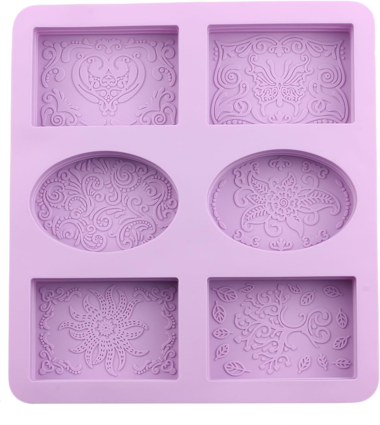 6 Cavity Rectangle Oval Silicone Candy Molds Flower Pattern Chocolate Mold For Candy Chocolate Soap