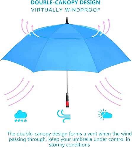 Miniatura 43 de SIEPASA Paraguas de golf grande de 62/68/72 pulgadas, paraguas de golf de apertura automática, extra grande, doble toldo ventilado, resistente al