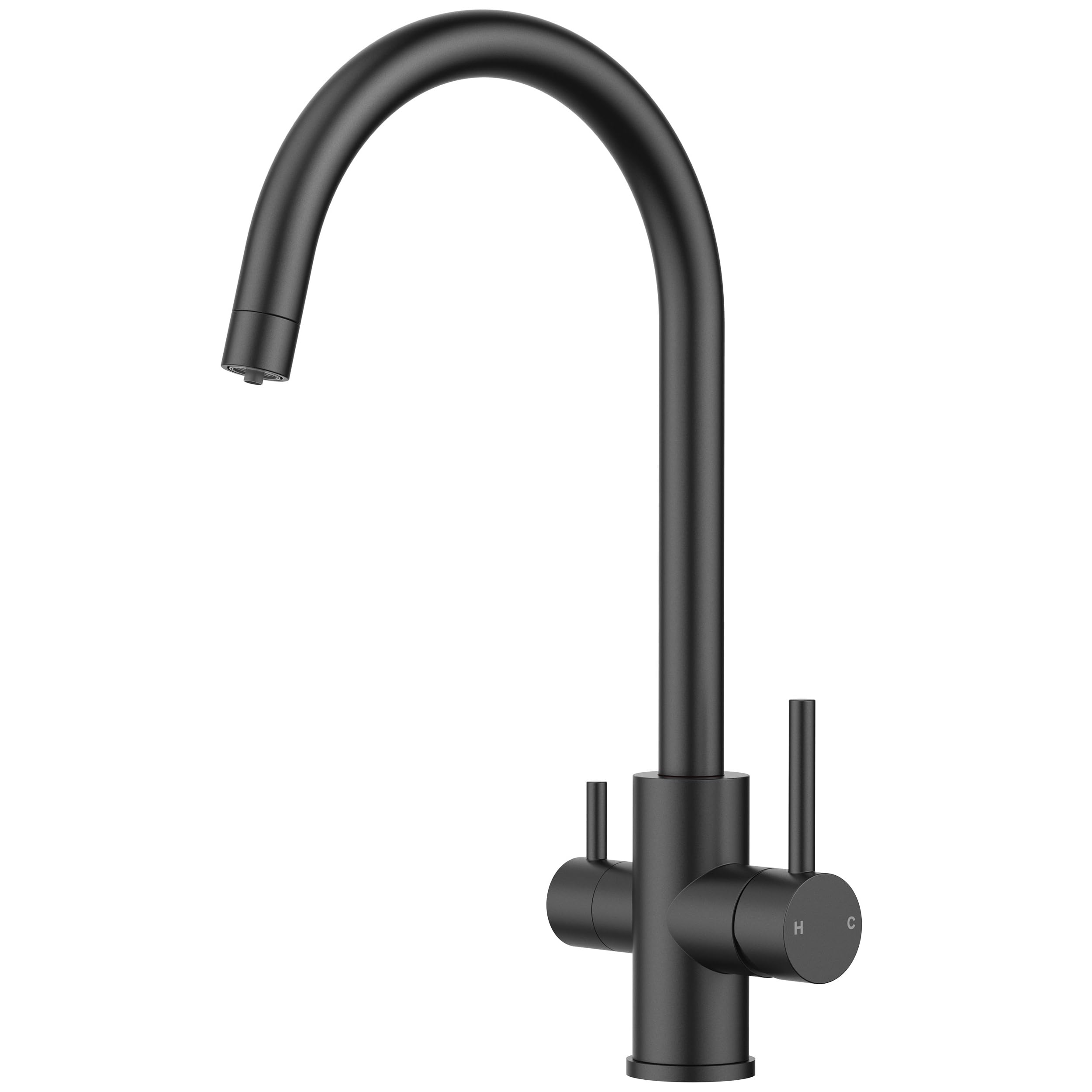 FORIOUS Dual Lever Water Filter Faucet, 3 in 1 Kitchen Filter,Matte Black