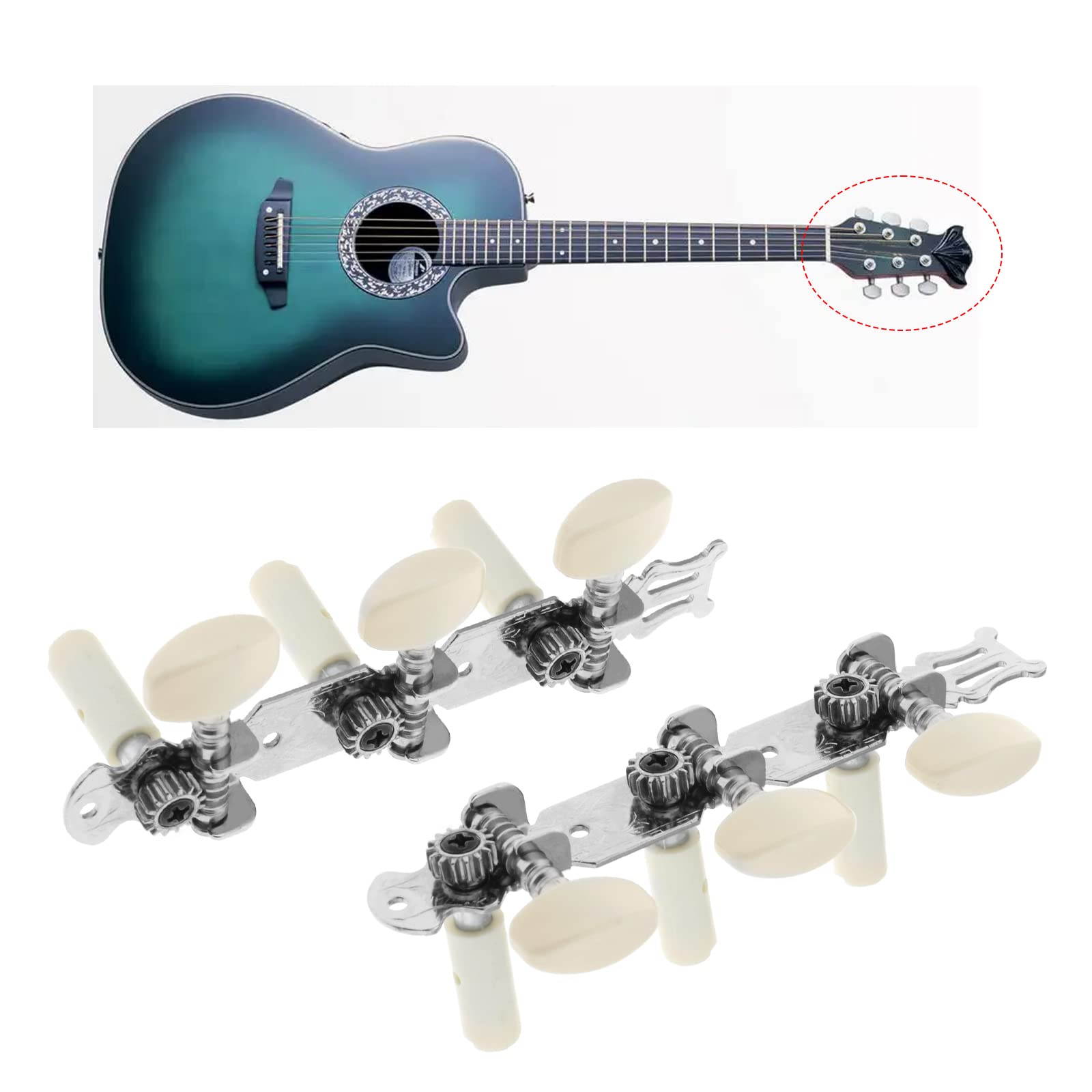 2 szt. kołki do strojenia gitary klasycznej tunery z nawijaczem strun gitarowych i kostkami do gitary akustycznej głowice gitarowe strojenia gitary akcesoria mechaniczne