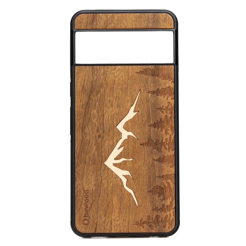 Custodia in legno compatibile con smartphone, Imbuia, in vero legno, telaio in silicone TPU, compatibile con caricabatterie Qi, realizzata a mano