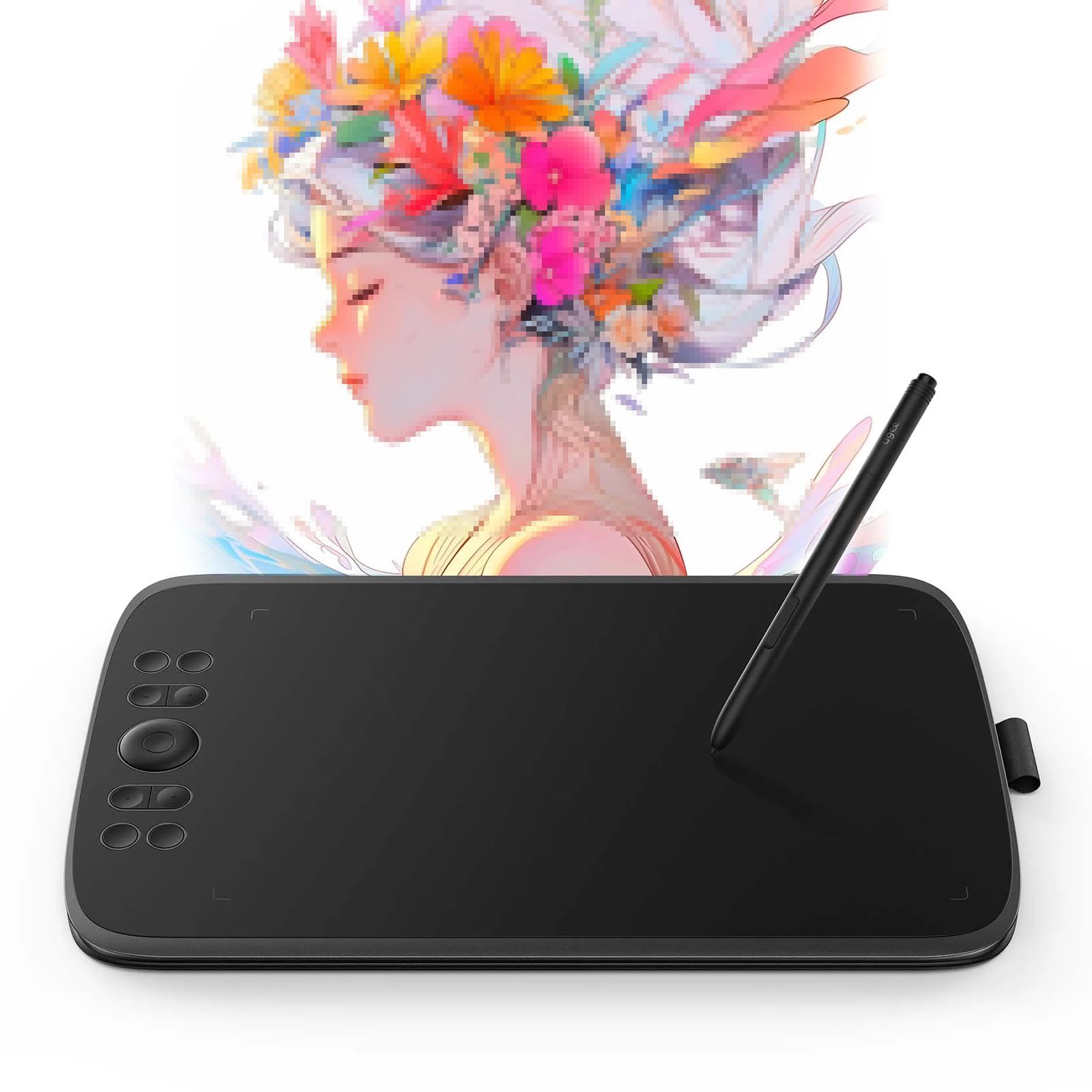 Tableta de dibujo con gráficos digitales, 8 teclas táctiles, 1 panel, bolígrafo sin batería, para ordenador portátil Win/MAC/Android/Chrome OS
