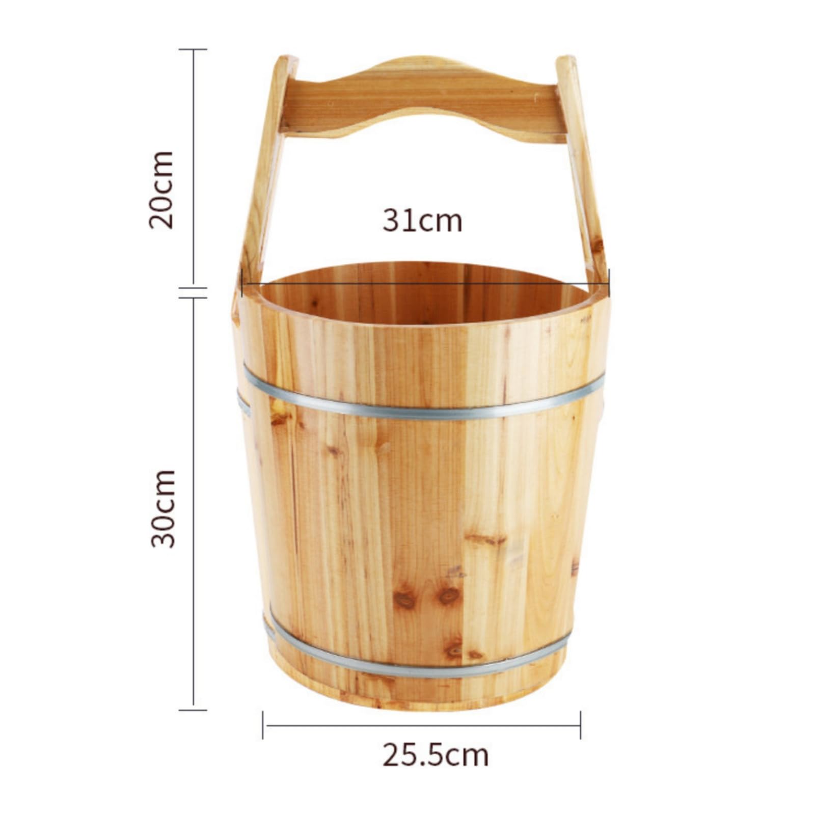 Generic Vasca da Bagno per Piedi in Legno Secchio da Sauna Contenitore da Acqua Manico Solido Materiale Legno di Abete Robusto Adatta per Sauna Casa Relax Benessere, Grande Capacità 24 Libbre