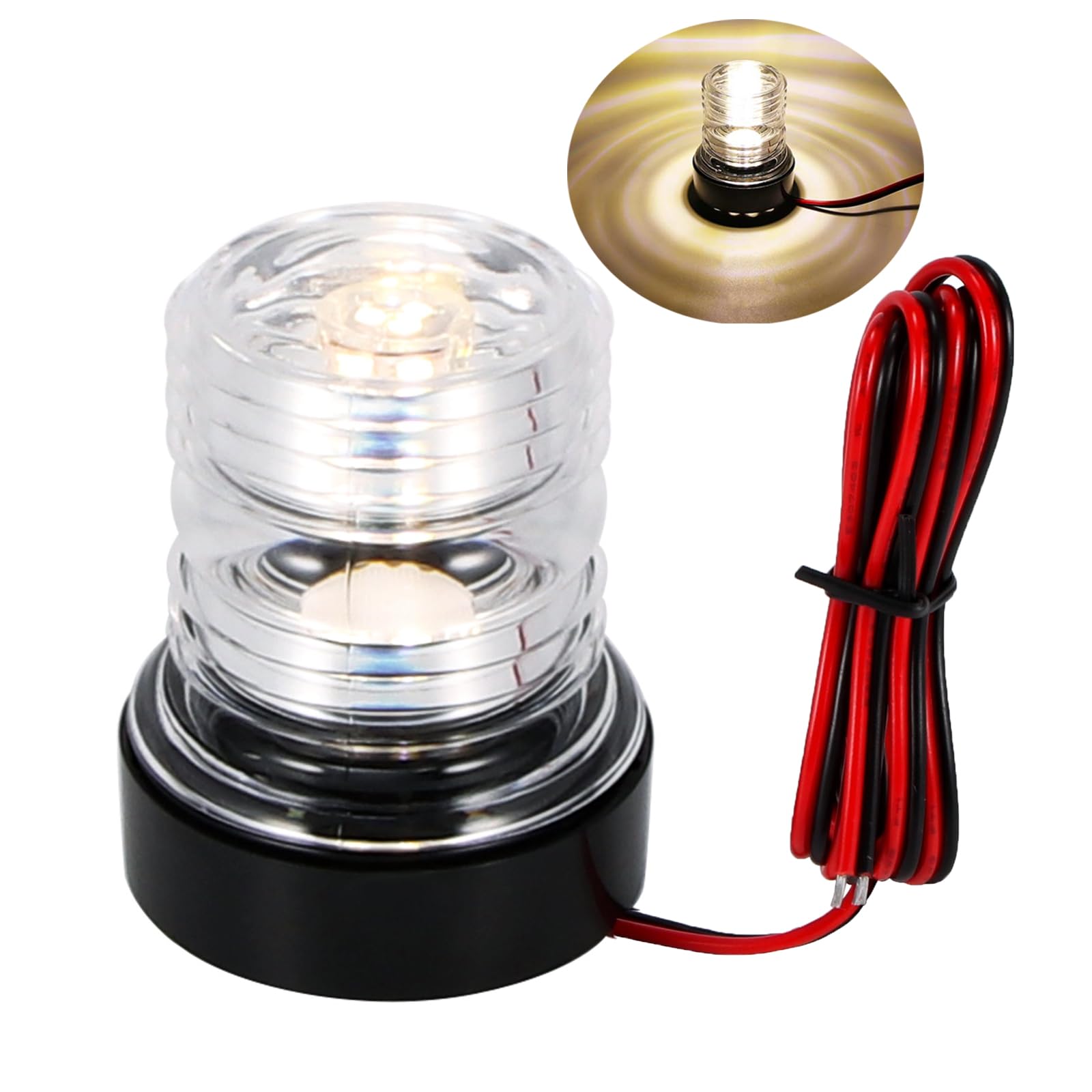 ZONJIE LED Navigation Light - Waterproof 12V Marine Boat Anchor Light with All Round 360° White Small Waterproof Signal
