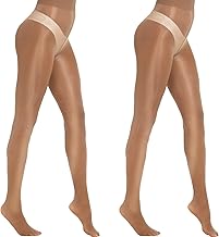 MANZI 2 Pairs Women's Shiny Sheer Tights High Waist Silk Comfort Stockings Oil Shimmery Nylons Pantyhose