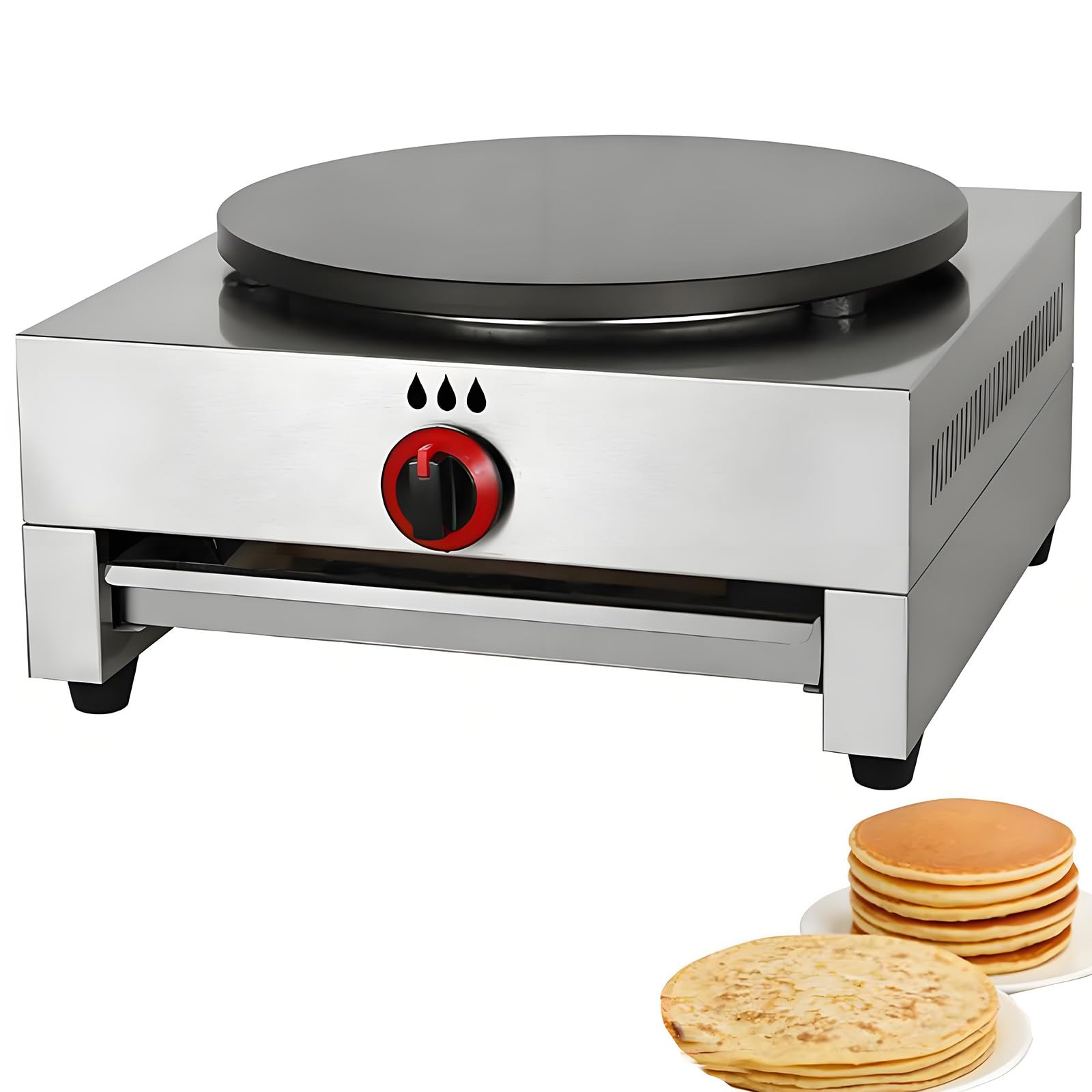 Macchina per Crepes, Macchina per Crepes Commerciale da 15,7 Pollici, Macchina per Pancake a Gas, Piastra per Crepes Antiaderente, Macchina per Pancake, per Tortillas, Blintz