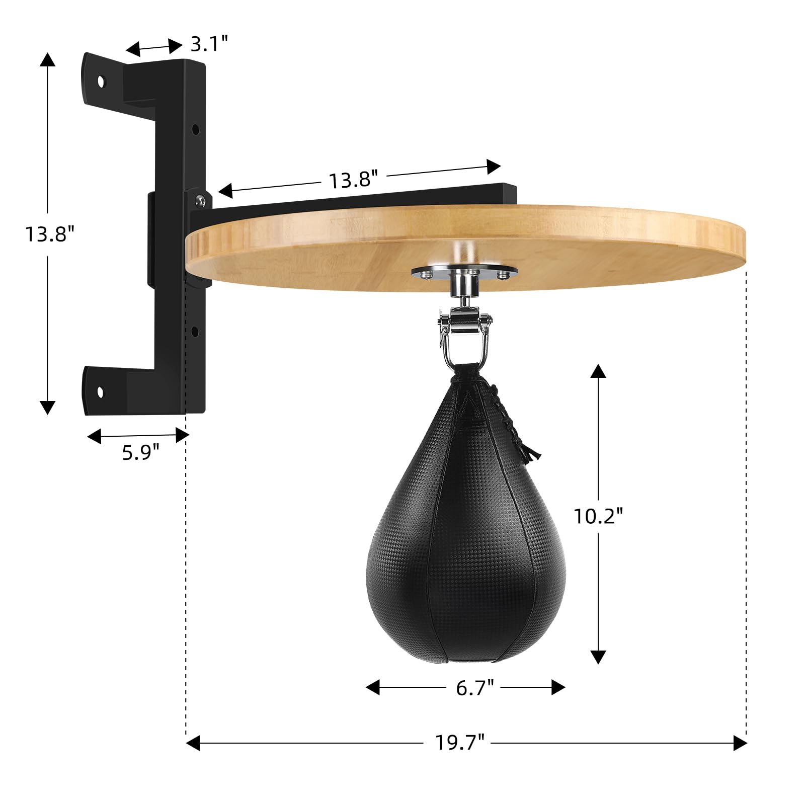 WYGVNR Hardwood Speed Bag Platform, Adjustable Speed Bag Mount Swivels for Boxing Training, Workout (Bamboo)