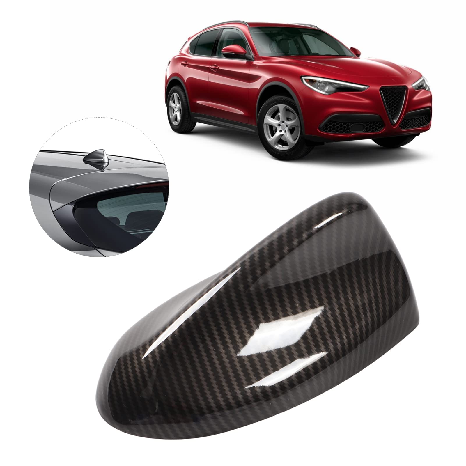 Copertura Dell'antenna, Akozon Antenna per Auto Copertura a Forma di Pinna di Squalo Fibra di Carbonio Stile 175 Mm Sostituzione per Giulia 952 2015+