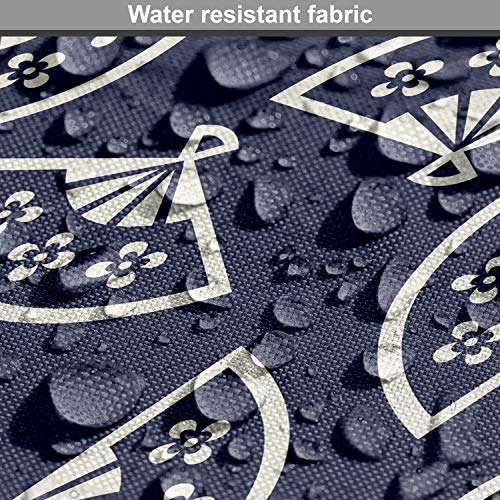 Image of Ambesonne Geometric Fabric by The Yard, Hand Fan Pattern East Culture Inspirations Oriental Motif Kimono Design, Decorative Fabric for Upholstery and Home Accents, 1 Yard, Ivory Blue