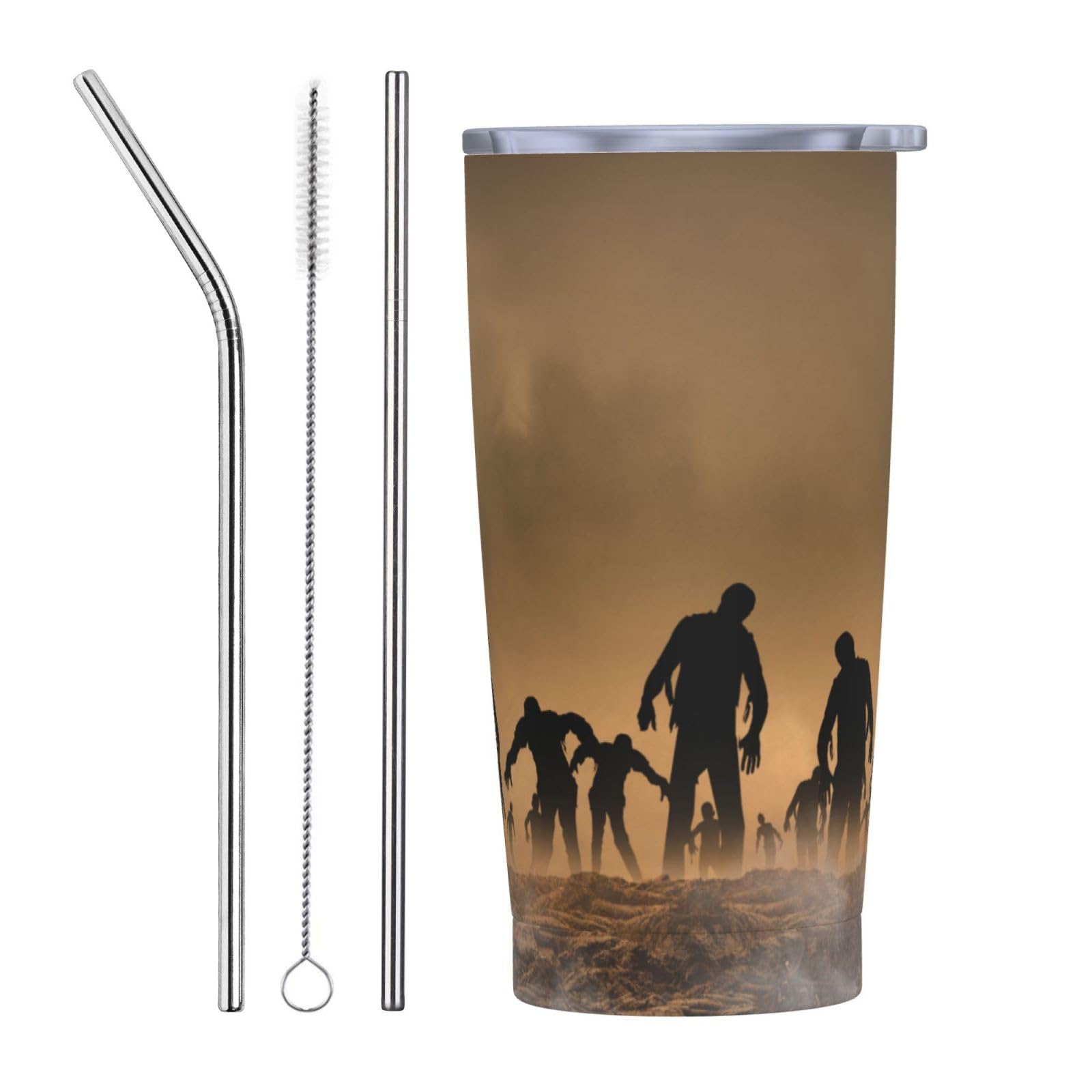 Tazza termica portatile con stampa di molti zombie in acciaio inox