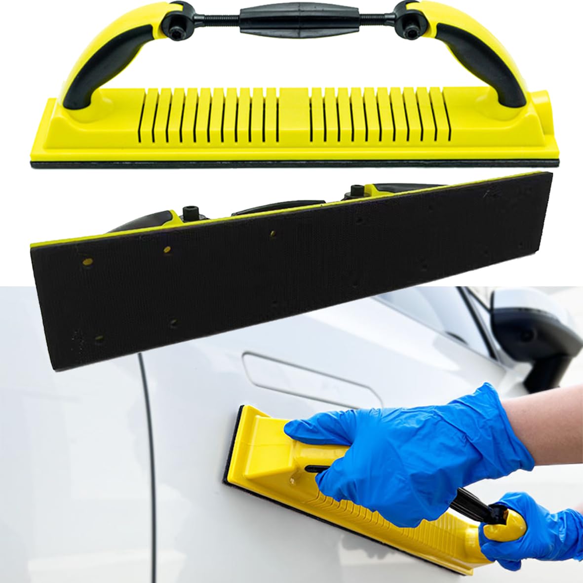 Herramienta de Lijado Manual, Ajustable y Curvado Lijadora de Mano Para, para Tiras de Lijado de 70*400mm, Agarre Cómodo, Bloque de Lijado para Lijar Masilla, Yeso, Madera (Amarillo)