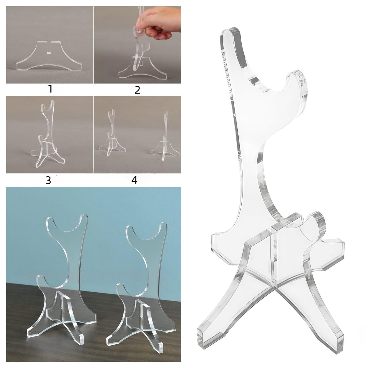 Lot de 2 supports de flûte à bec en acrylique transparent pour flûtes à bec et flûtes en bambou - Design vertical peu encombrant - Support stable pour bureau et maison