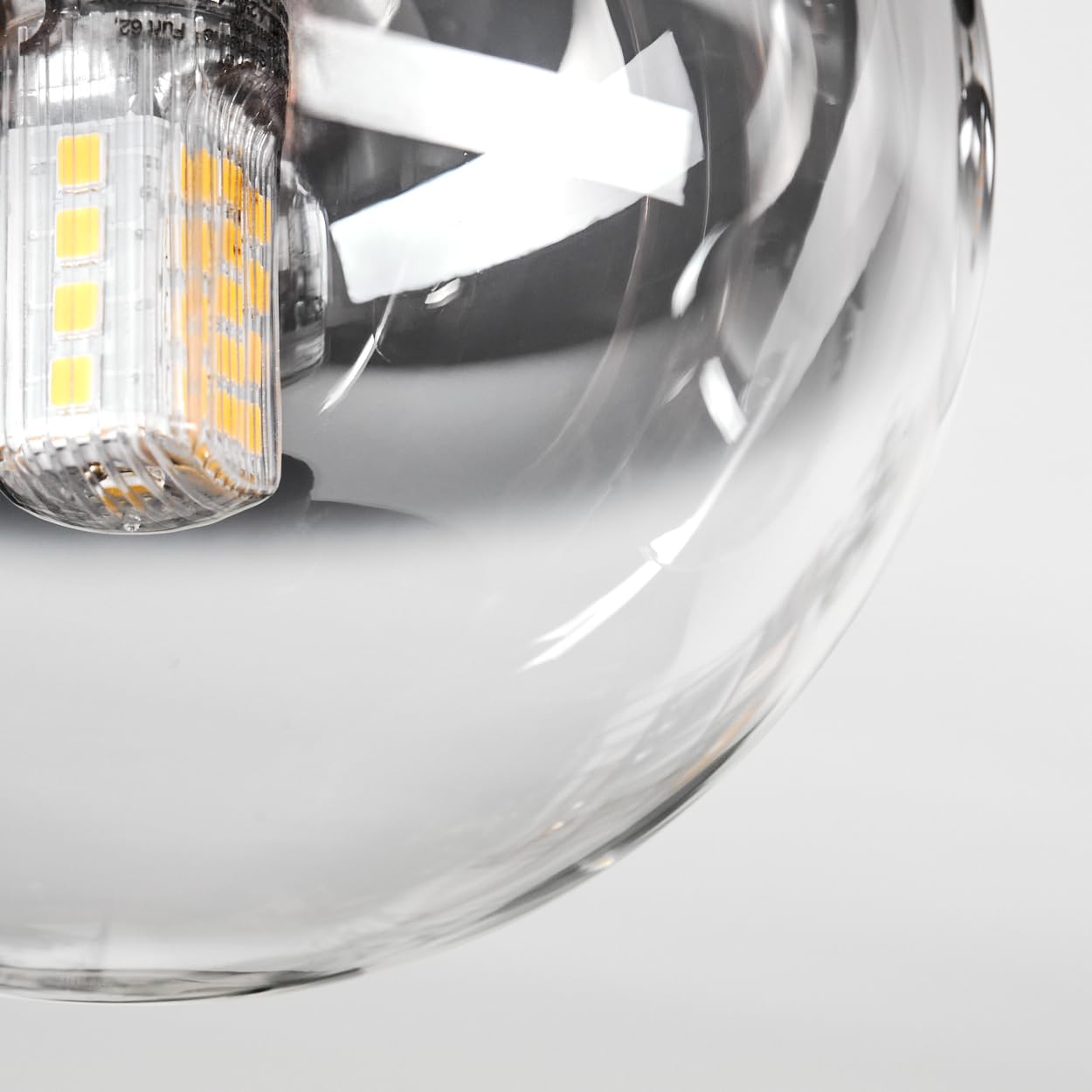 Plafonnier HOFSTEIN Chehalis, plafonnier à 5 ampoules en métal/verre noir/fumé/ambre/clair, luminaire au design vintage (abat-jour Ø 10 cm), G9, salle à manger, salon, chambre à coucher, cuisine