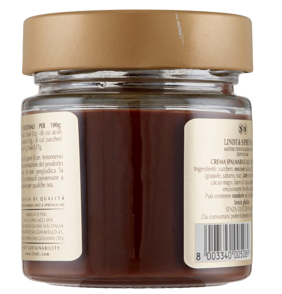Lindt Crema Spalmabile alle Nocciole Lot de 3 crèmes à tartiner avec noisettes en verre 200 g de noisettes italiennes fines