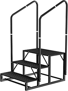 RV Steps with Handrail, 3 Steps RV Stair Hot Tub Steps Mobile Home Steps Non-Slip Outdoor Stairs for RV, Trailer, Camper Steps, Outdoor Spa