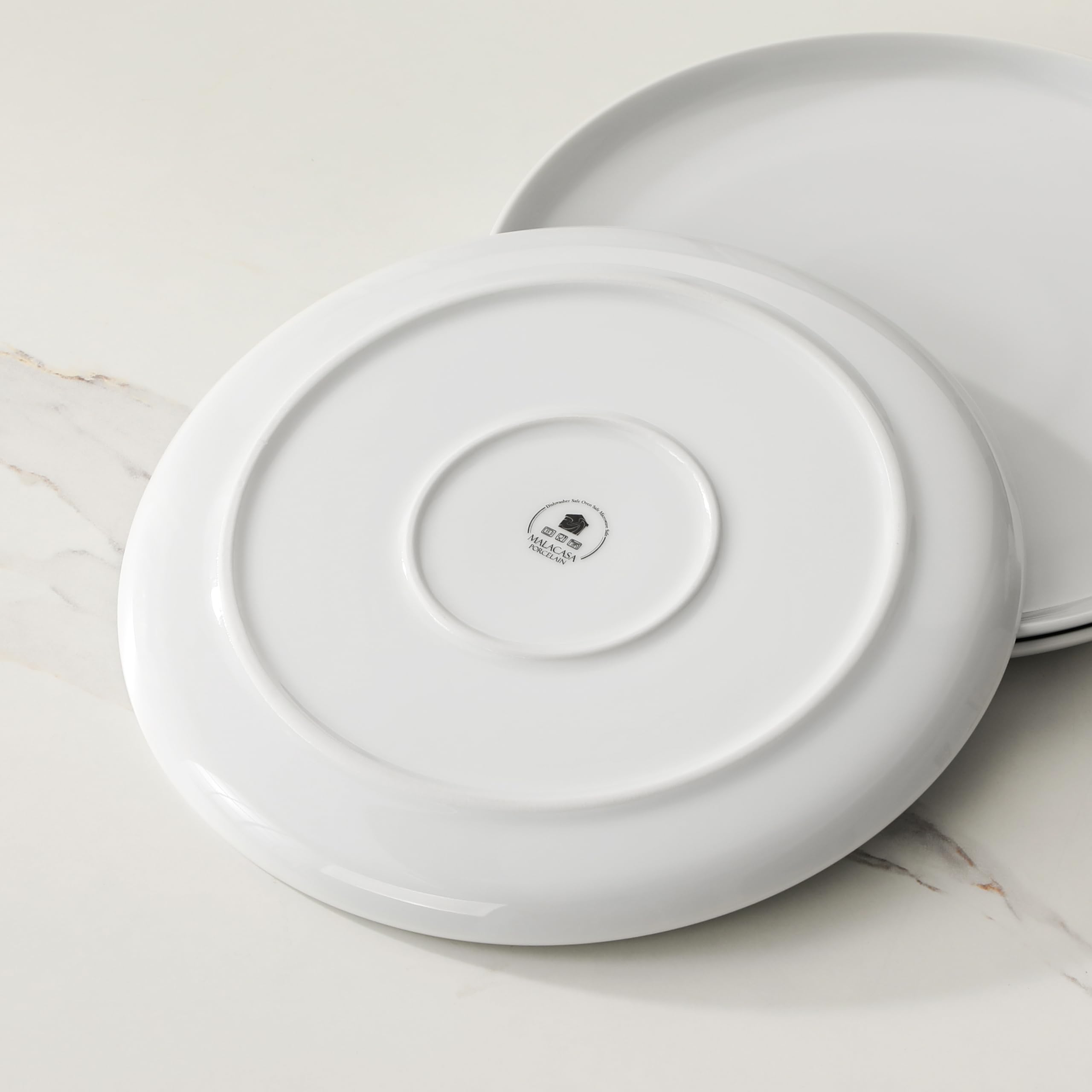 MALACASA Piatti Piani Bianchi in Porcellana, 26CM Grandi Servizio Piatti Moderni 6 Persone per Insalata, Pasta, Pizza, Panino, Dessert, Ristorante - Serie LEXI
