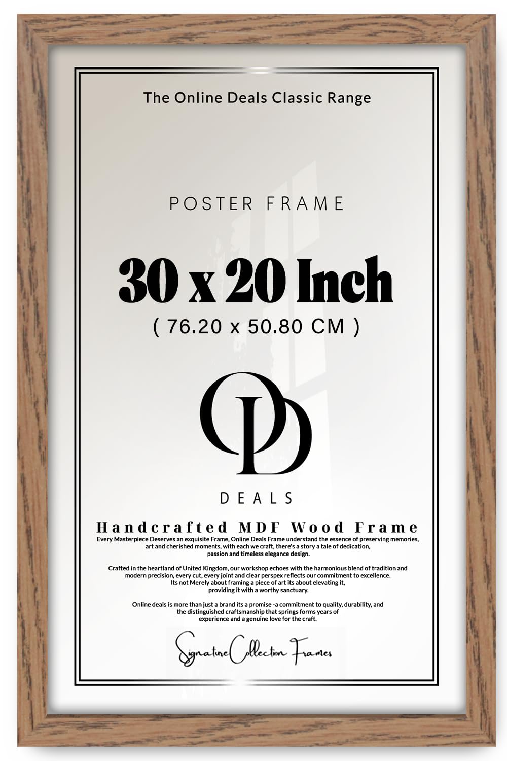 OD Deals Modern 30 X 20 Inch Poster Frame | Clear Perspex Front — Vertical Or Horizontal Orientation — Ideal For Home Décor And Art Galleries (76.20 X 50.80 CM) Dark Oak Wood Finish