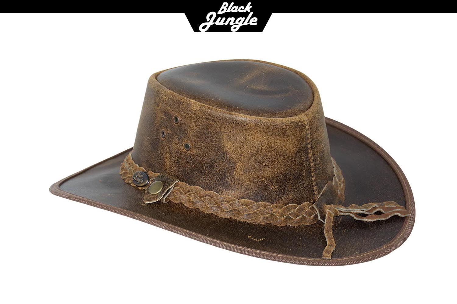 Black Jungle Bulat Sombrero de Piel, Sombrero del Oeste de Australia, Sombrero de Vaquero Bronceado