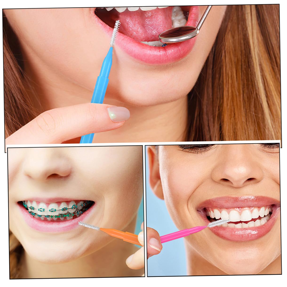 5 Set Scovolini Interdentali Per Apparecchio Spazzolini Pulizia Denti in Acciaio Inossidabile E Pp Ergonomici E Portatili Per Orale 50 Pezzi*5